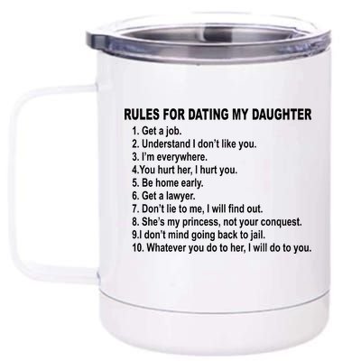 Rules For Dating My Daughter Father's Day 12 oz Stainless Steel Tumbler Cup