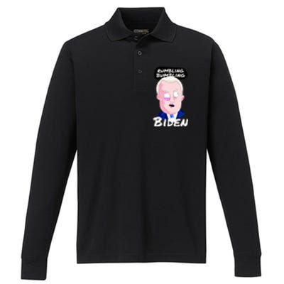 Rumbling Bumbling Joe Biden Cartoon Performance Long Sleeve Polo