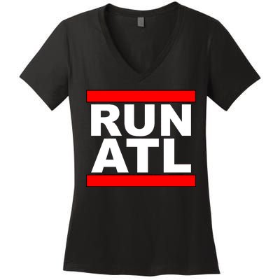 Run ATL Atlanta, Georgia Sports Fans Women's V-Neck T-Shirt