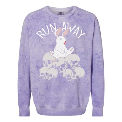 Run Away Bloody Bunny Skeleton Colorblast Crewneck Sweatshirt