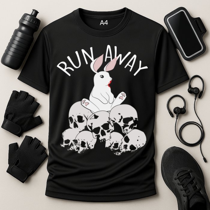 Run Away Bloody Bunny Skeleton Cooling Performance Crew T-Shirt
