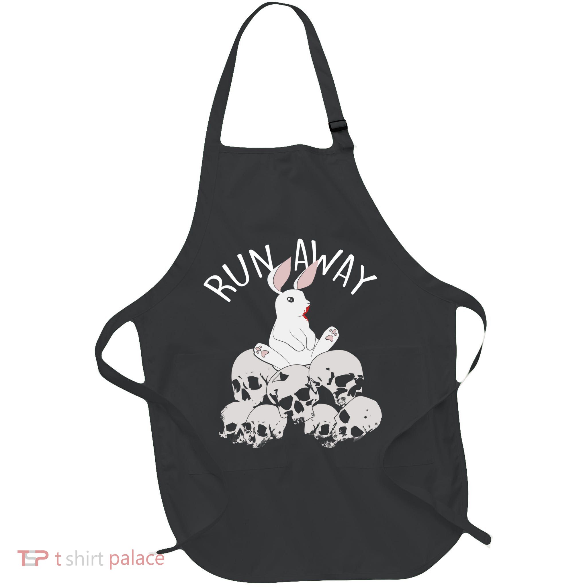 Run Away Bloody Bunny Skeleton Full-Length Apron With Pockets