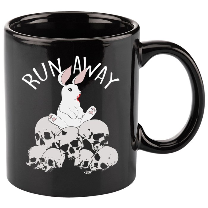 Run Away Bloody Bunny Skeleton 11oz C Handle Ceramic Mug