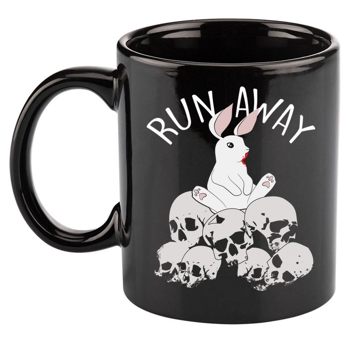 Run Away Bloody Bunny Skeleton 11oz C Handle Ceramic Mug