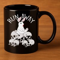 Run Away Bloody Bunny Skeleton 11oz C Handle Ceramic Mug