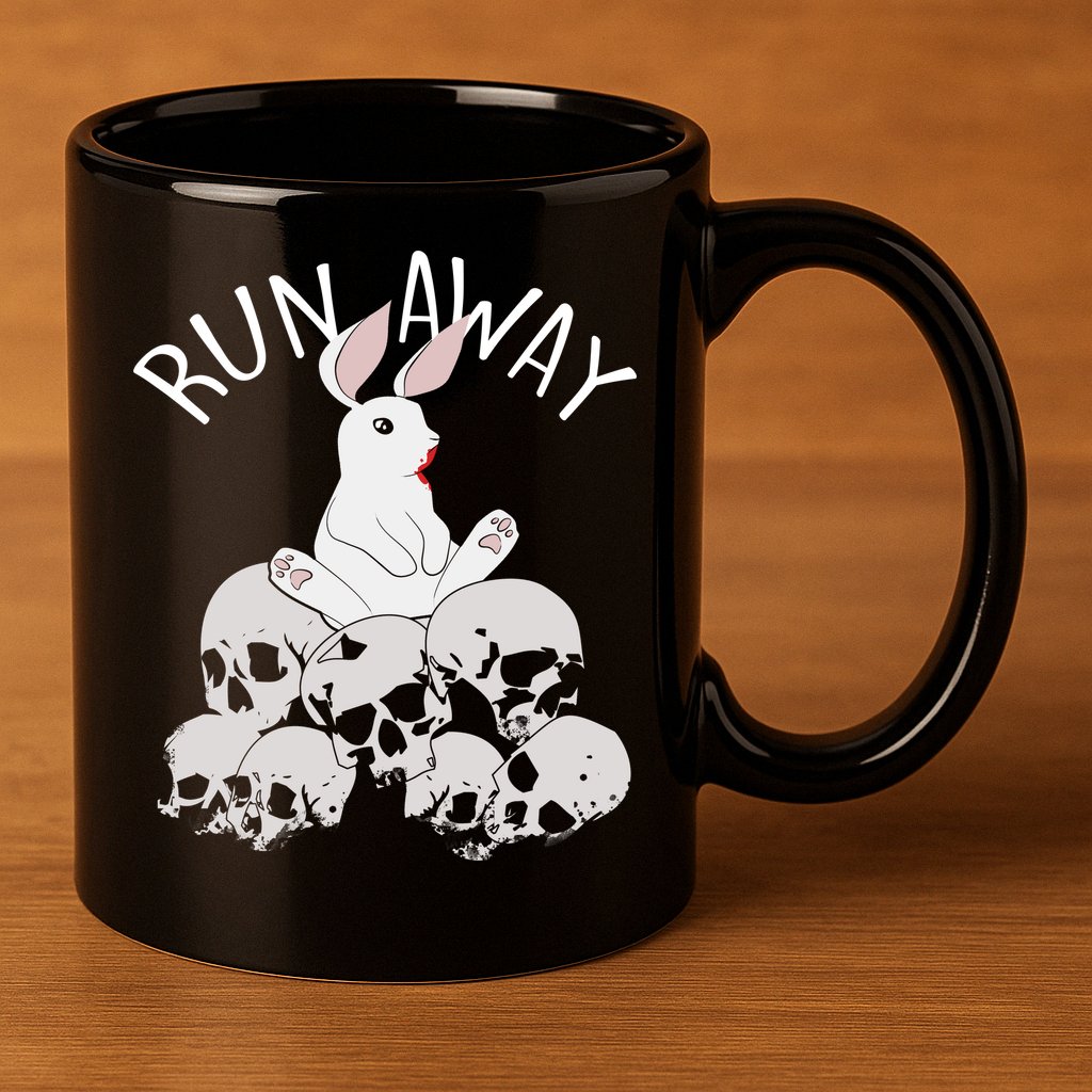 Run Away Bloody Bunny Skeleton 11oz C Handle Ceramic Mug