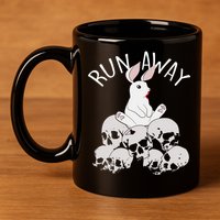 Run Away Bloody Bunny Skeleton 11oz C Handle Ceramic Mug
