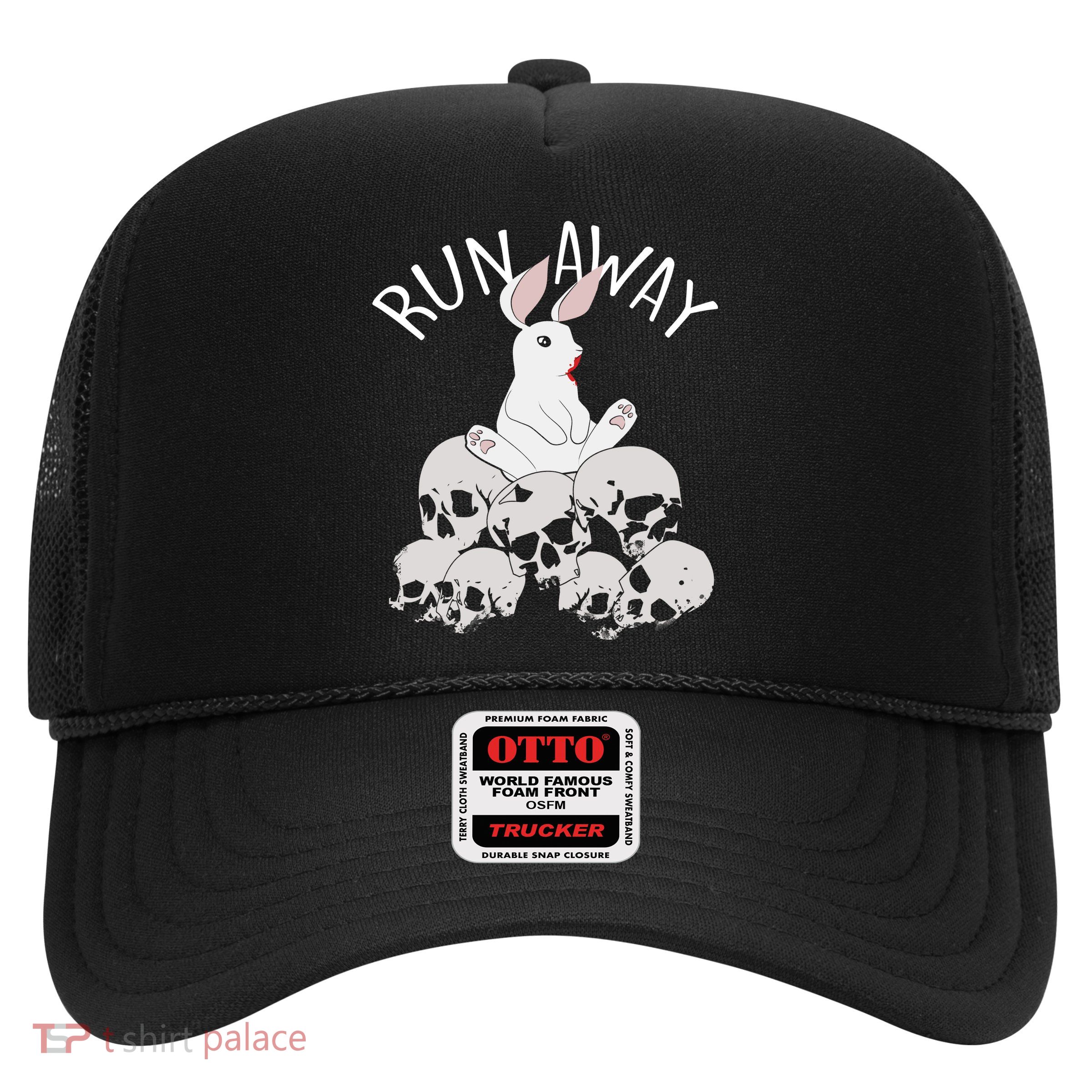 Run Away Bloody Bunny Skeleton Trucker Hat