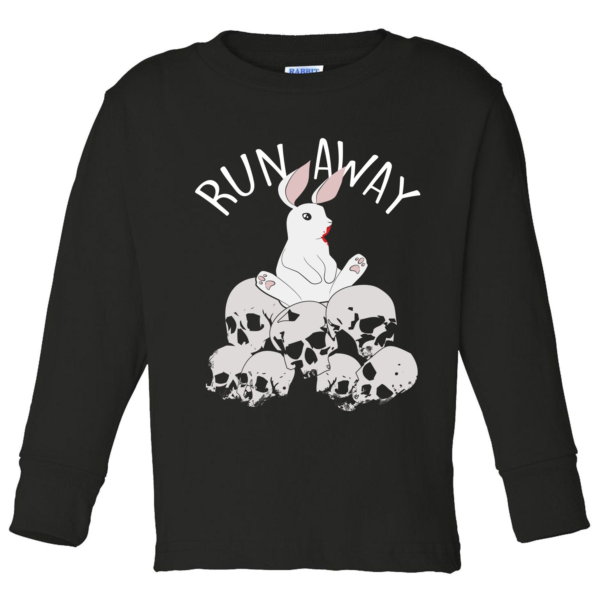 Run Away Bloody Bunny Skeleton Toddler Long Sleeve Shirt
