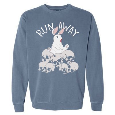 Run Away Bloody Bunny Skeleton Garment-Dyed Sweatshirt