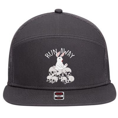 Run Away Bloody Bunny Skeleton 7 Panel Mesh Trucker Snapback Hat