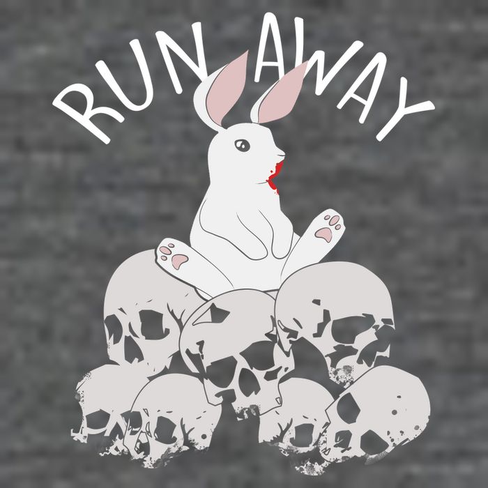 Run Away Bloody Bunny Skeleton 7 Panel Mesh Trucker Snapback Hat
