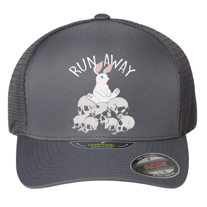 Run Away Bloody Bunny Skeleton Flexfit Unipanel Trucker Cap