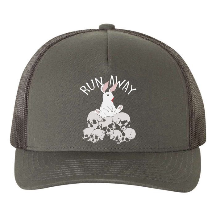 Run Away Bloody Bunny Skeleton Yupoong Adult 5-Panel Trucker Hat