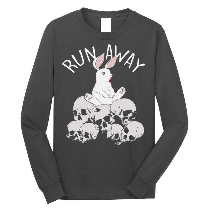 Run Away Bloody Bunny Skeleton Long Sleeve Shirt