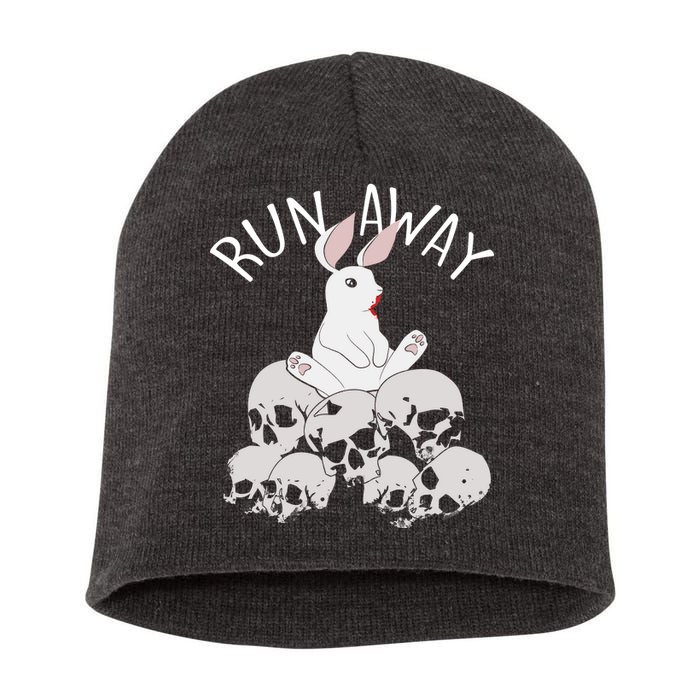 Run Away Bloody Bunny Skeleton Short Acrylic Beanie