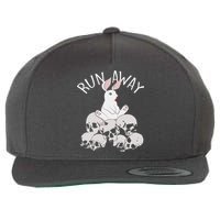 Run Away Bloody Bunny Skeleton Wool Snapback Cap