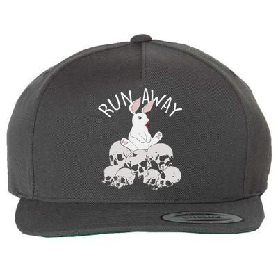 Run Away Bloody Bunny Skeleton Wool Snapback Cap