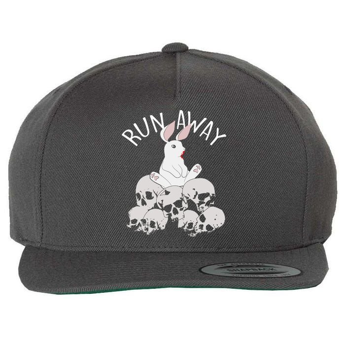 Run Away Bloody Bunny Skeleton Wool Snapback Cap