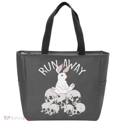 Run Away Bloody Bunny Skeleton Zip Tote Bag