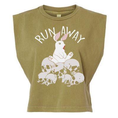 Run Away Bloody Bunny Skeleton Garment-Dyed Women's Muscle Tee