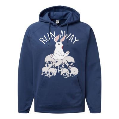 Run Away Bloody Bunny Skeleton Performance Fleece Hoodie