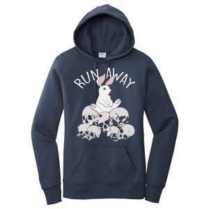 Run Away Bloody Bunny Skeleton Women's Pullover Hoodie