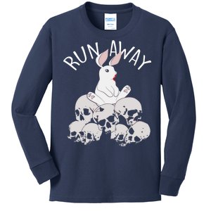 Run Away Bloody Bunny Skeleton Kids Long Sleeve Shirt