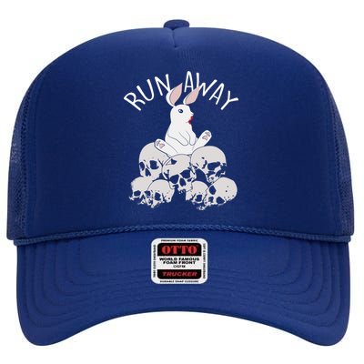 Run Away Bloody Bunny Skeleton High Crown Mesh Back Trucker Hat