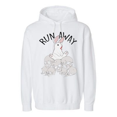 Run Away Bloody Bunny Skeleton Garment-Dyed Fleece Hoodie