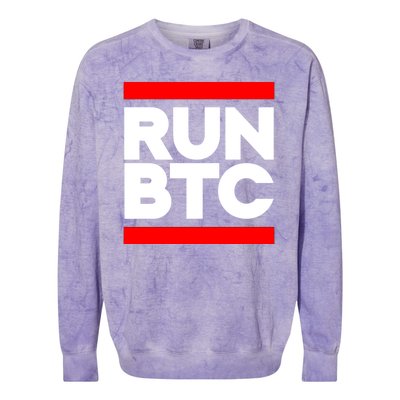 RUN BTC Bitcoin Cryptocurrency Colorblast Crewneck Sweatshirt