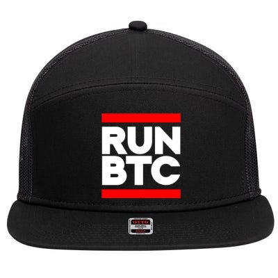 RUN BTC Bitcoin Cryptocurrency 7 Panel Mesh Trucker Snapback Hat