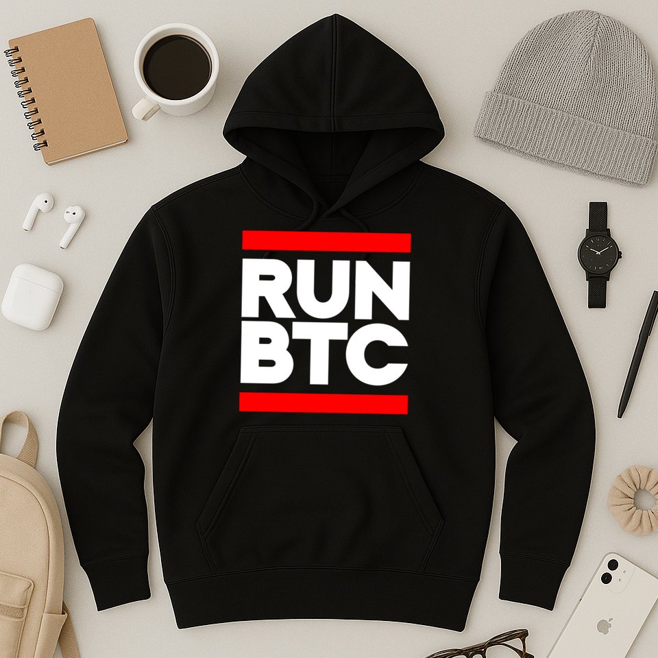 RUN BTC Bitcoin Cryptocurrency Hoodie