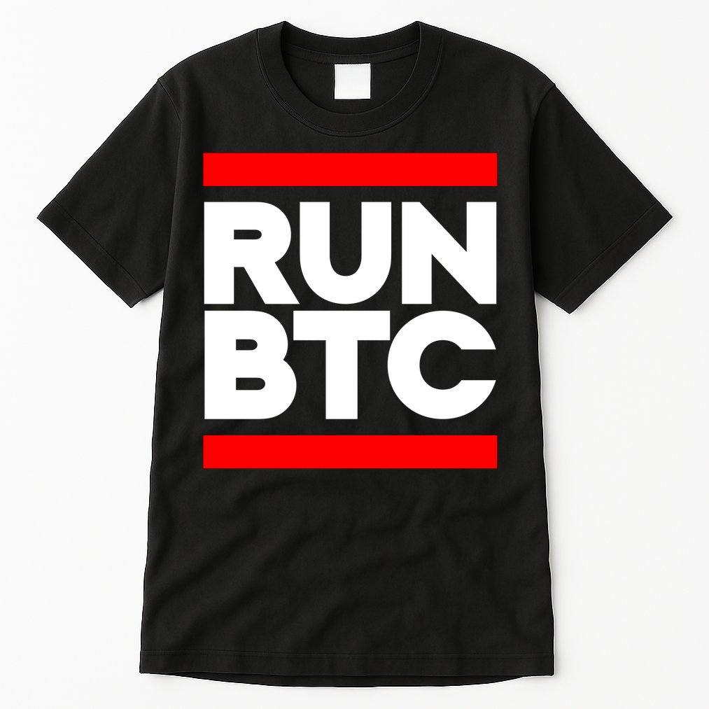 RUN BTC Bitcoin Cryptocurrency Tall T-Shirt