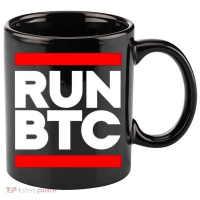 RUN BTC Bitcoin Cryptocurrency 11oz C Handle Ceramic Mug