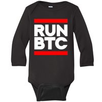 RUN BTC Bitcoin Cryptocurrency Baby Long Sleeve Bodysuit