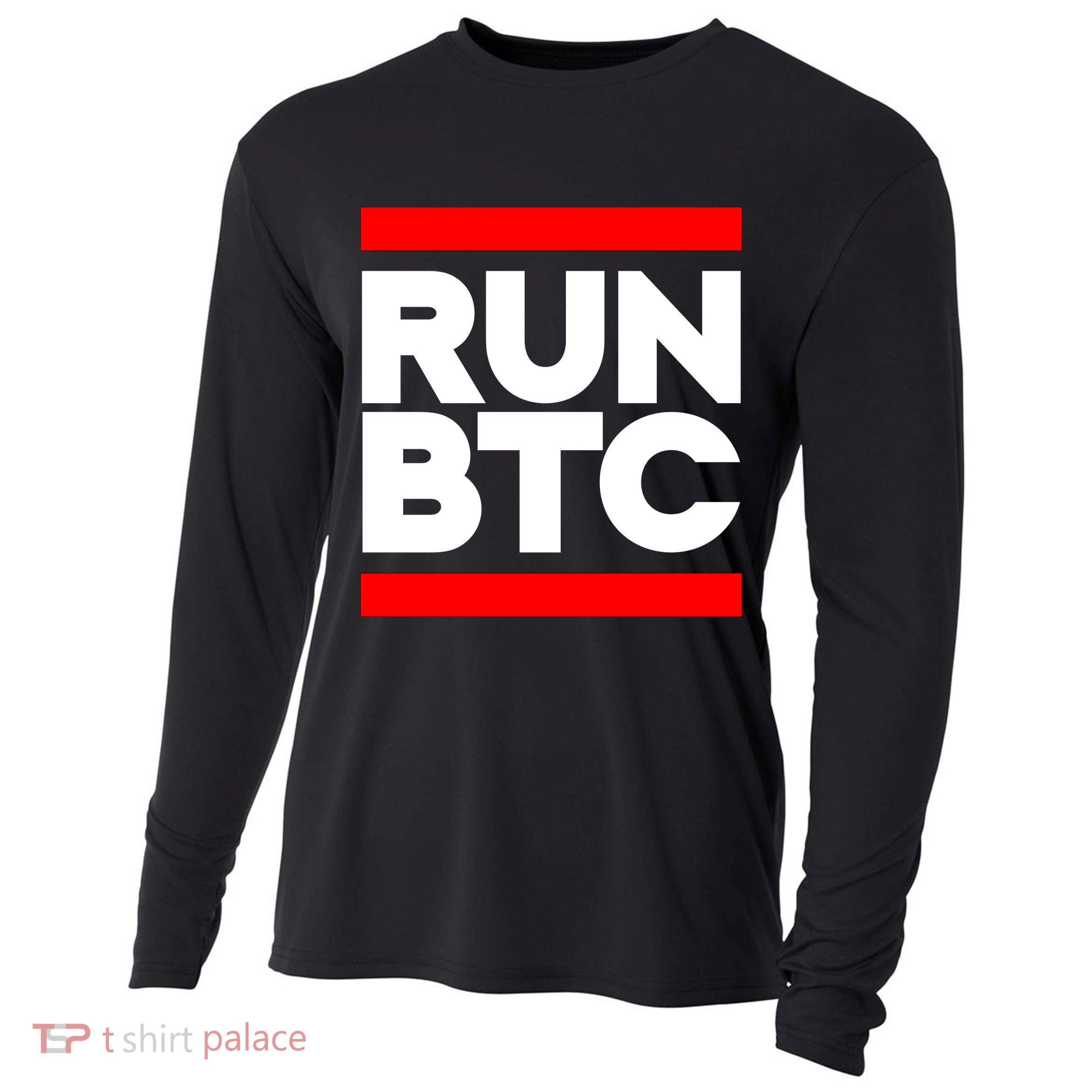 RUN BTC Bitcoin Cryptocurrency Cooling Performance Long Sleeve Crew