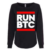 RUN BTC Bitcoin Cryptocurrency Womens California Wash Sweatshirt