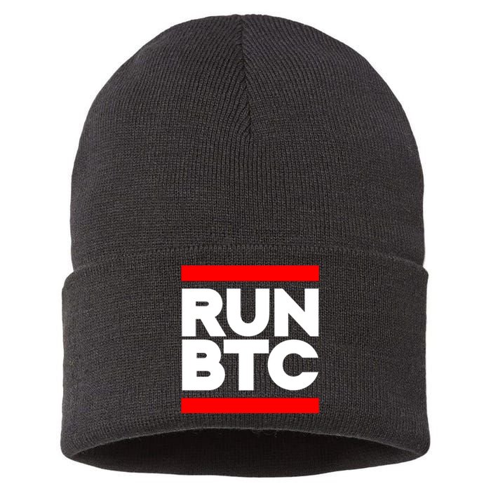 RUN BTC Bitcoin Cryptocurrency Sustainable Knit Beanie