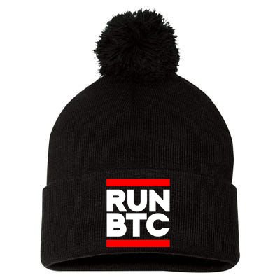 RUN BTC Bitcoin Cryptocurrency Pom Pom 12in Knit Beanie