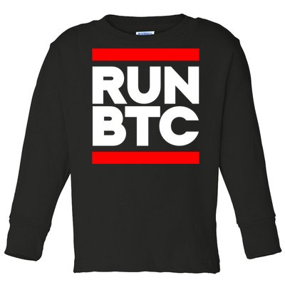 RUN BTC Bitcoin Cryptocurrency Toddler Long Sleeve Shirt