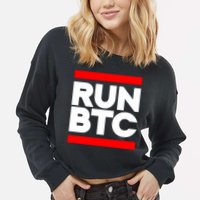 RUN BTC Bitcoin Cryptocurrency Cropped Pullover Crew