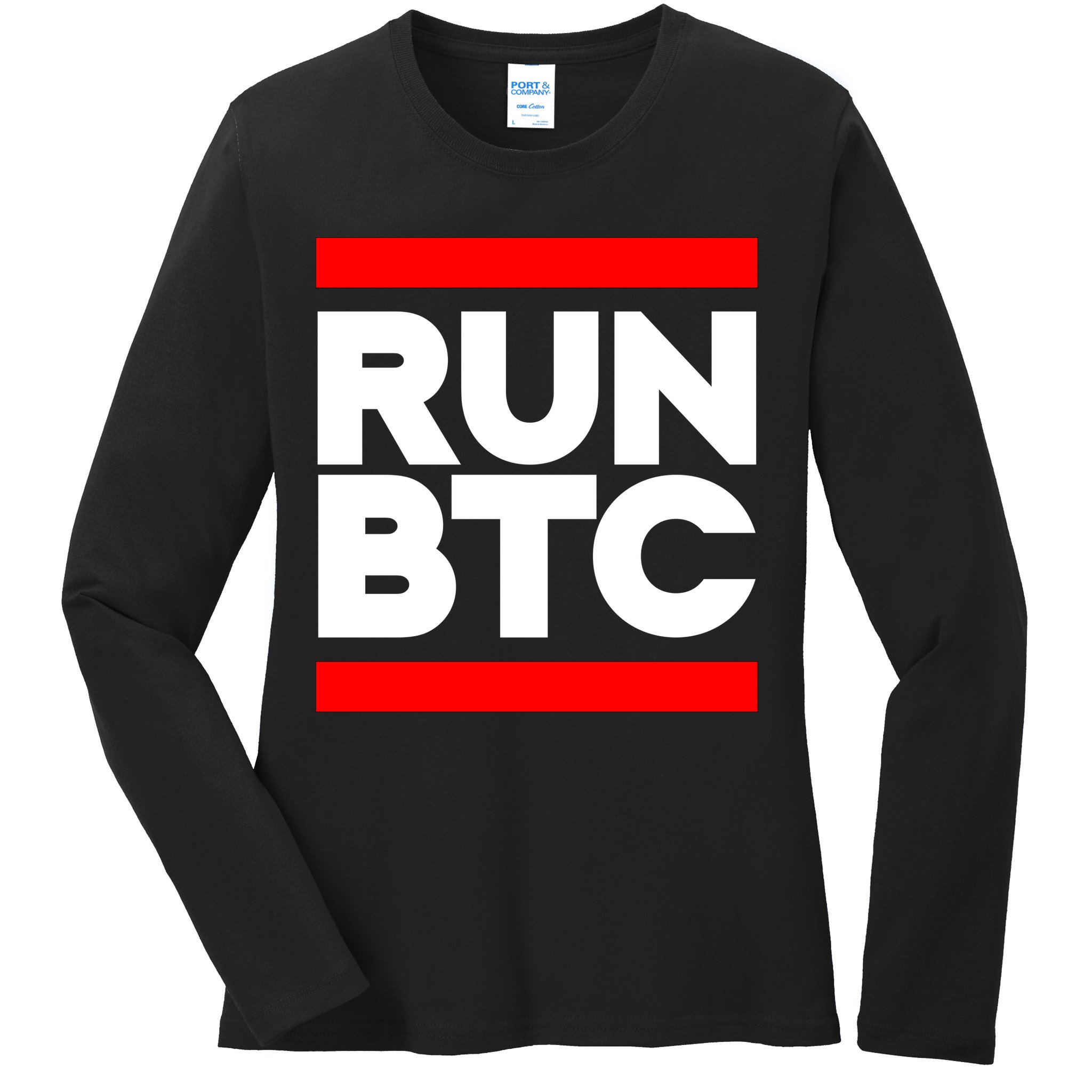 RUN BTC Bitcoin Cryptocurrency Ladies Long Sleeve Shirt
