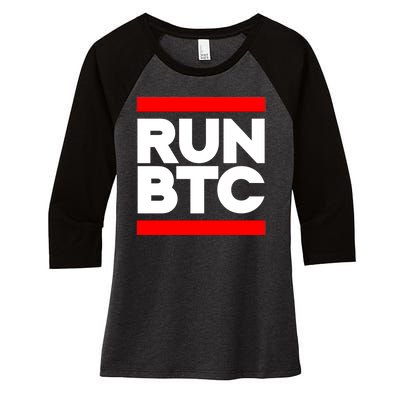 RUN BTC Bitcoin Cryptocurrency Women's Tri-Blend 3/4-Sleeve Raglan Shirt