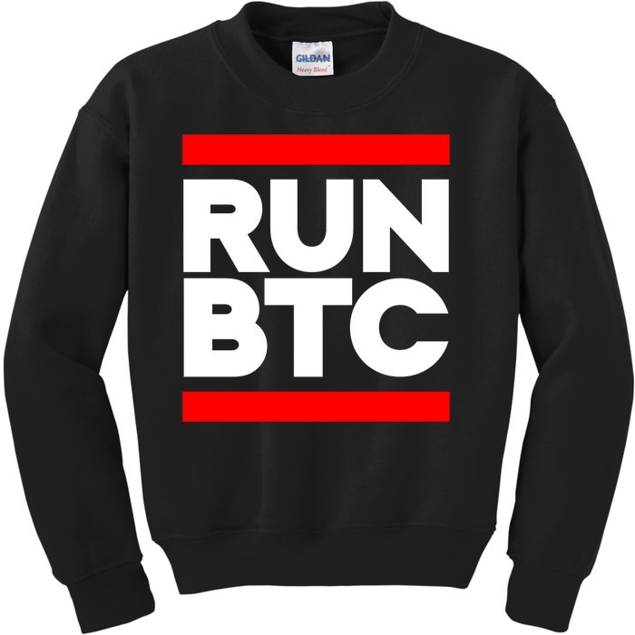 RUN BTC Bitcoin Cryptocurrency Kids Sweatshirt