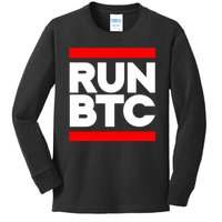 RUN BTC Bitcoin Cryptocurrency Kids Long Sleeve Shirt