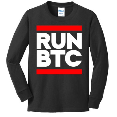 RUN BTC Bitcoin Cryptocurrency Kids Long Sleeve Shirt