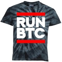 RUN BTC Bitcoin Cryptocurrency Kids Tie-Dye T-Shirt