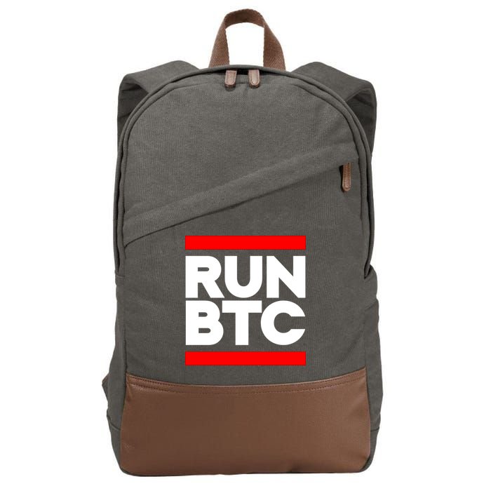 RUN BTC Bitcoin Cryptocurrency Cotton Canvas Backpack