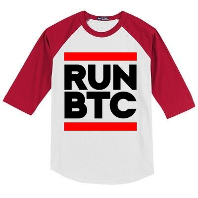 RUN BTC Bitcoin Cryptocurrency Kids Colorblock Raglan Jersey